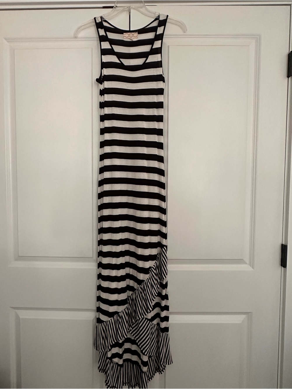 Black & White Striped Sleeveless Maxi Dress
